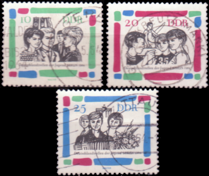 Briefmarken: DDR 1964, Mi.Nr. 1022-1024, Deutschlandtreffen der Jugend, Gestempelt