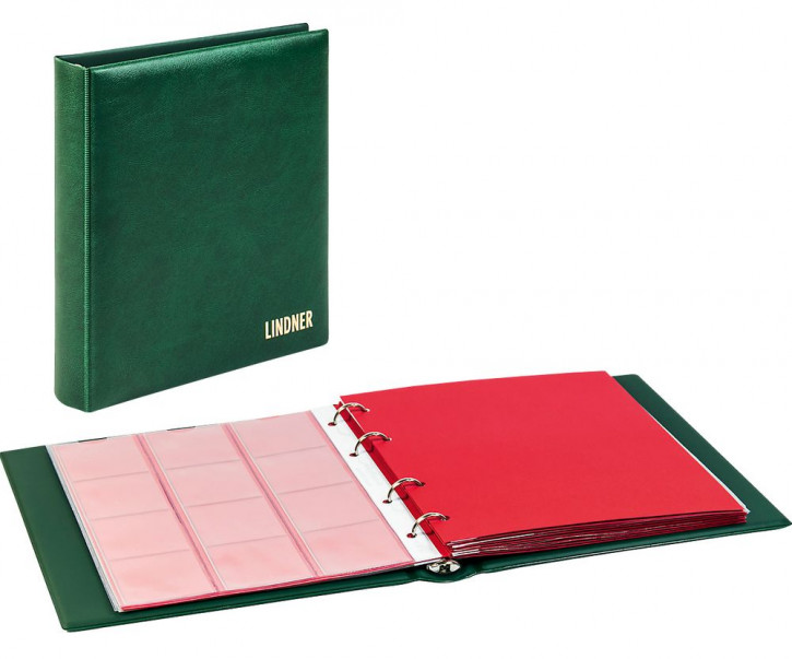LINDNER karat-Ringbinder CLASSIC mit 4-Ring-Mechanik, mit 10 karat-Münzblättern - Grün