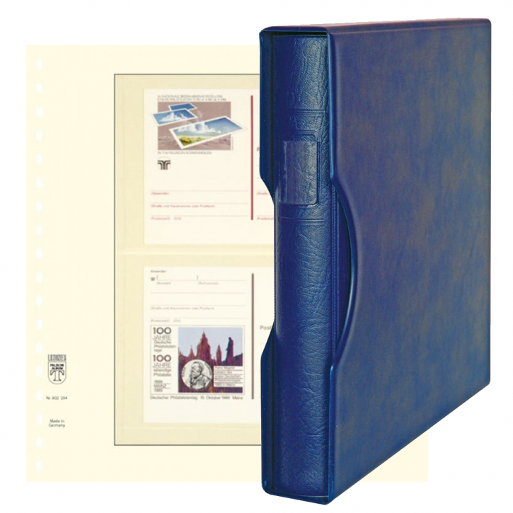 Lindner Komplettangebot: Ringbinder-Set REGULAR (1124) in Blau inkl. 2 10er-Packungen T-Blanko-Blätter 2 Streifen 120/119 mm