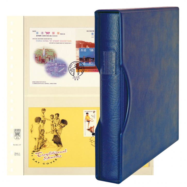 Lindner Komplettangebot: Ringbinder-Set REGULAR (1124) in Blau inkl. 2 10er-Packungen dT-Blanko-Blätter 2 Streifen 141/142 mm