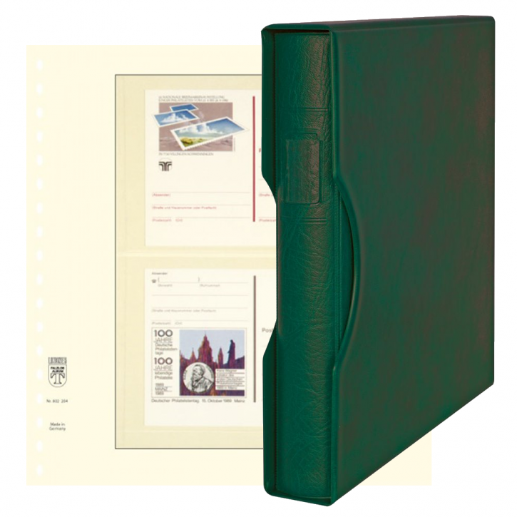 Lindner Komplettangebot: Ringbinder-Set REGULAR (1124) in Grün inkl. 2x 10er-Packungen T-Blanko-Blätter 2 Streifen 120/119 mm