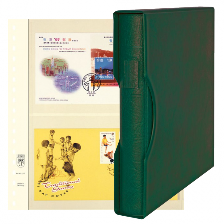 Lindner Komplettangebot: Ringbinder-Set REGULAR (1124) in Grün inkl. 2 10er-Packungen dT-Blanko-Blätter 2 Streifen 141/142 mm