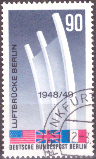 Briefmarken Berlin 1974, Mi.Nr. 466, 25. Jahrestag der Beendigung der Blockade Berlins; Berliner Luftbrücke. Gestempelt