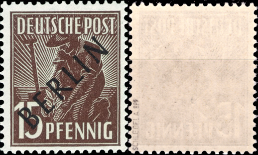 Briefmarken Berlin 1948, Mi.Nr. 6, Freimarkenserie II mit schwarzem Aufdruck, Postfrisch - BPP geprüft von Schlegel