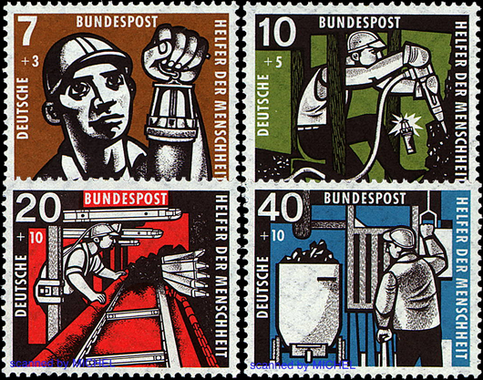 Briefmarken BRD (Bund) 1957, Mi.Nr. 270-273, Wohlfahrt: Kohlebergbau. Postfrisch