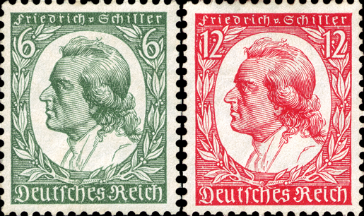 Briefmarken: Deutsches Reich 1934, Nr. 554-555, Friedrich von Schiller. Postfrisch