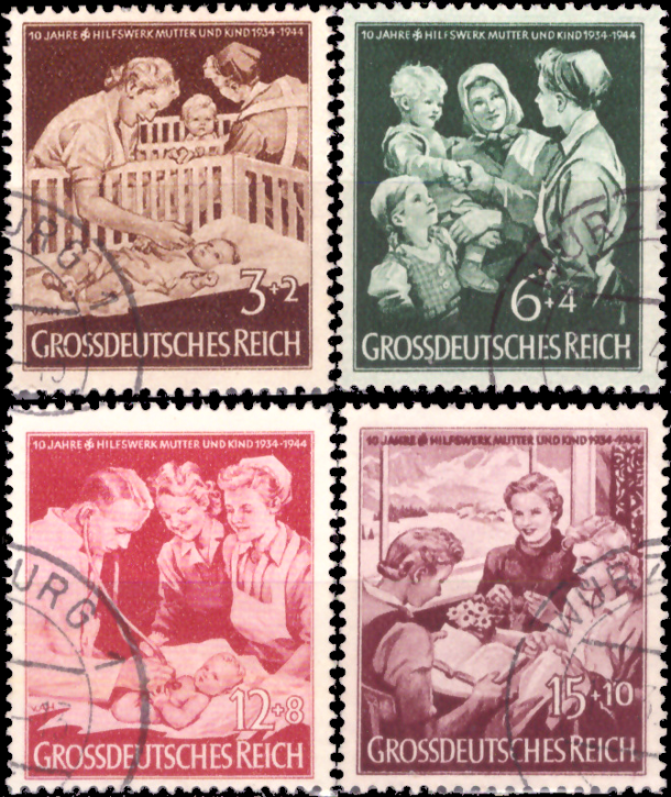 Briefmarken Deutsches Reich 1944, Mi.Nr. 869 - 872, Mütterhilfswerk, Gestempelt