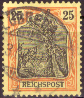 Briefmarken Deutsches Reich 1900, Mi.Nr. 58, Germania-Ausgabe (I), Inschrift "Reichspost", Gestempelt