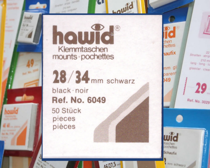 Die letzten hawid® Klemmtaschen-Zuschnitte, 28 x 34 mm, schwarz, 50 Stück