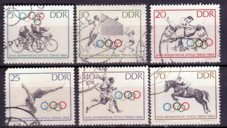 Briefmarken: DDR 1964, Mi.Nr. 1033-1038, Olympia Tokio, Gestempelt