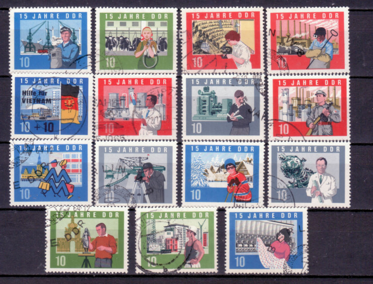 Briefmarken: DDR 1964 Mi.Nr. 1059A-1073A, 15 Jahre DDR, Gestempelt