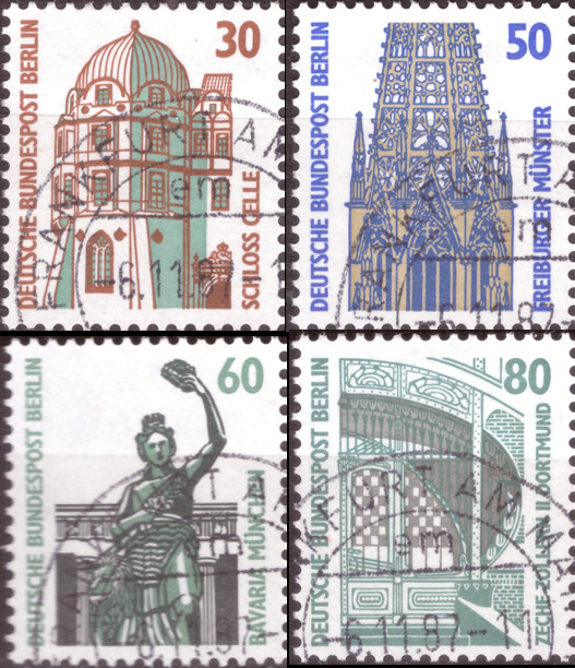 Briefmarken Berlin 1987, Mi.Nr. 793-796, Freimarken: Sehenswürdigkeiten (I). Gestempelt