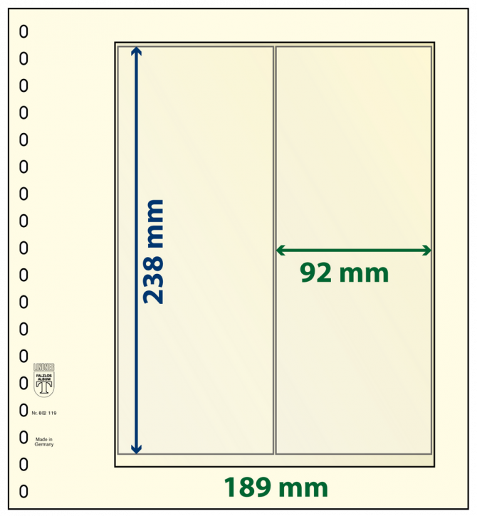 Lindner T-Blanko-Blätter mit 2 Streifen senkrecht: 238 mm