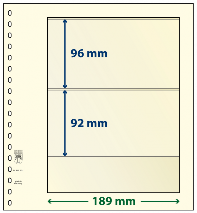 Lindner T-Blanko-Blätter mit 2 Streifen: 92 mm