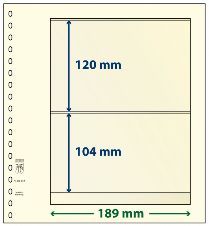 Lindner T-Blanko-Blätter mit 2 Streifen: 104 mm - 10er-Packung