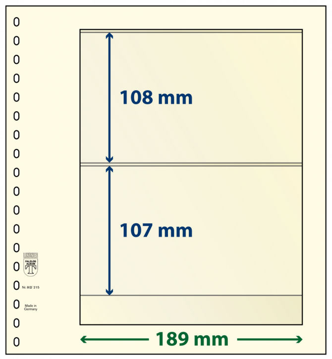 Lindner T-Blanko-Blätter mit 2 Streifen: 107 mm - 10er-Packung