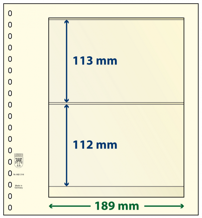 Lindner T-Blanko-Blätter mit 2 Streifen: 112 mm - 10er-Packung