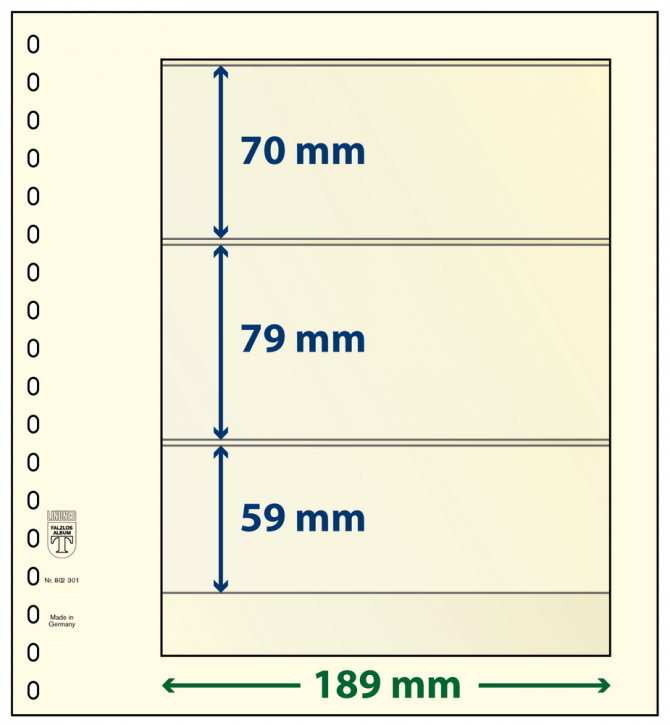 Lindner T-Blanko-Blätter mit 3 Streifen: 59 mm