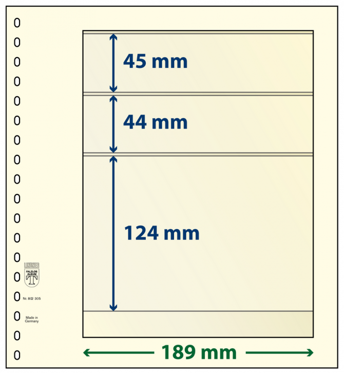 Lindner T-Blanko-Blätter mit 3 Streifen: 124 mm