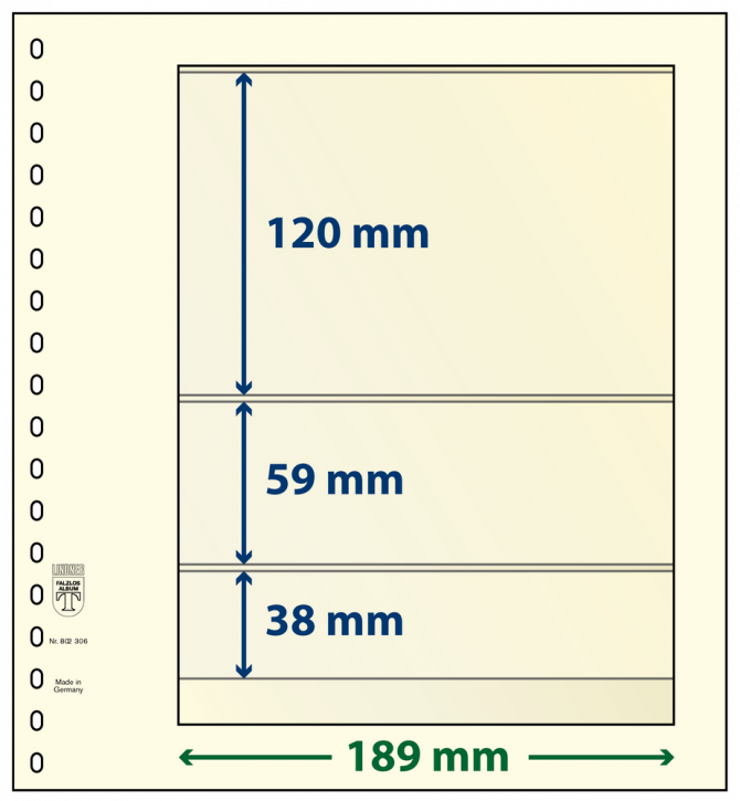 Lindner T-Blanko-Blätter mit 3 Streifen: 38 mm - 10er-Packung