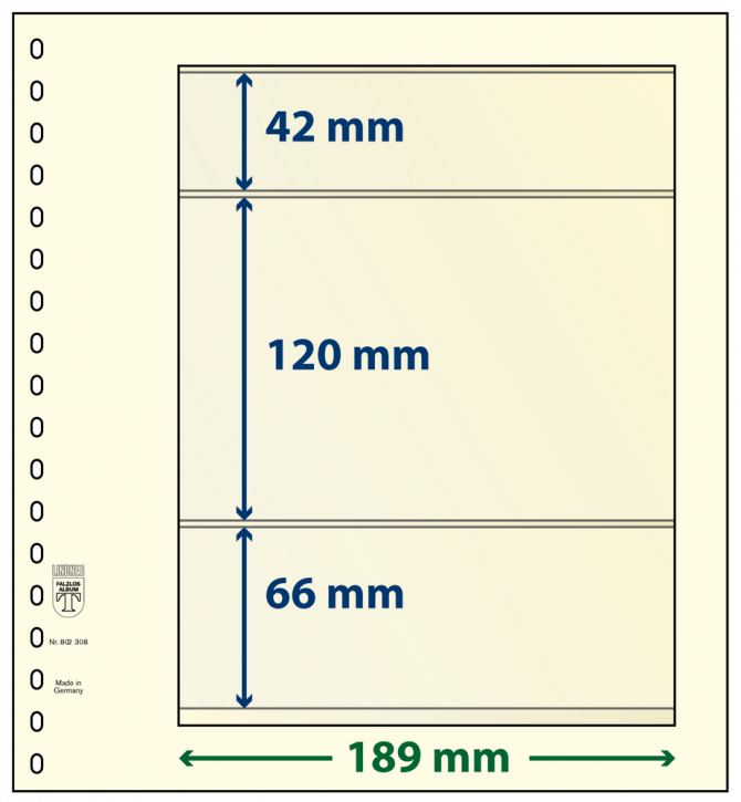 Lindner T-Blanko-Blätter mit 3 Streifen: 66 mm