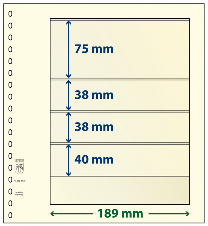 Lindner T-Blanko-Blätter mit 4 Streifen: 40 mm