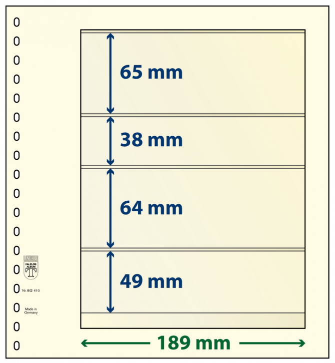 Lindner T-Blanko-Blätter mit 4 Streifen: 49 mm