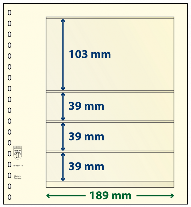 Lindner T-Blanko-Blätter mit 4 Streifen: 39 mm