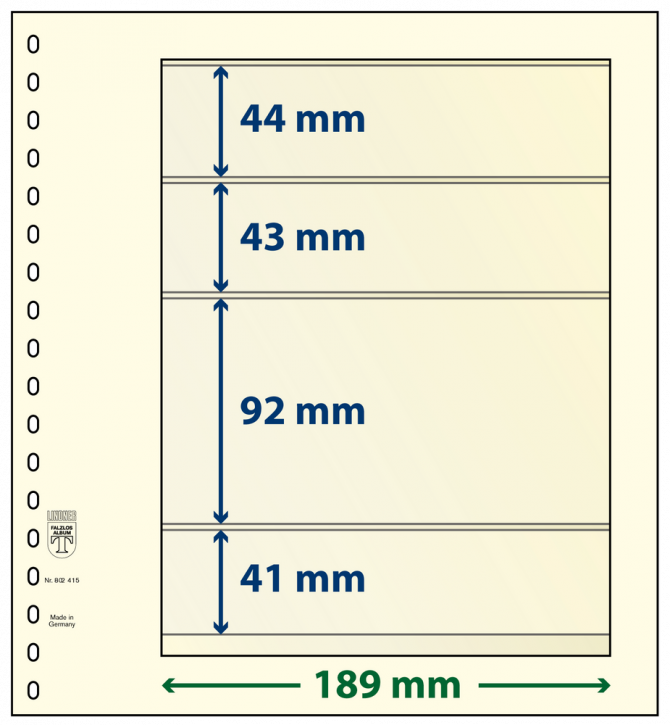 Lindner T-Blanko-Blätter mit 4 Streifen: 41 mm