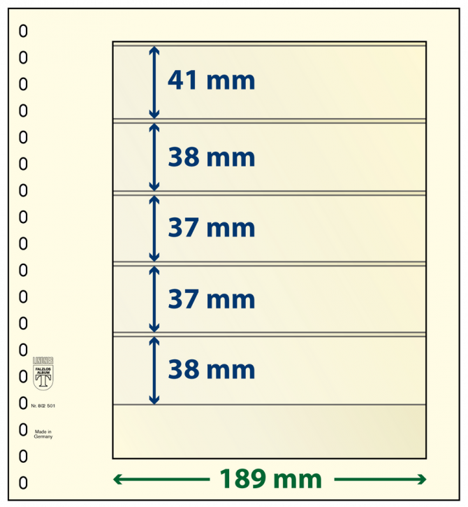 Lindner T-Blanko-Blätter mit 5 Streifen: 38 mm - 10er-Packung