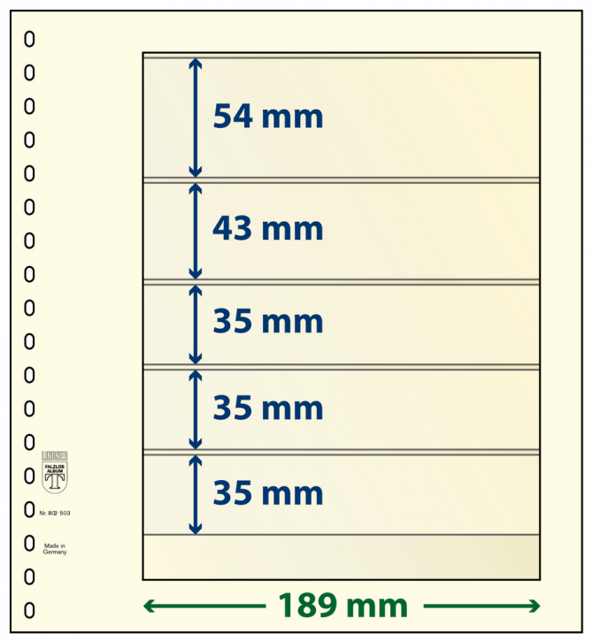 Lindner T-Blanko-Blätter mit 5 Streifen: 35 mm