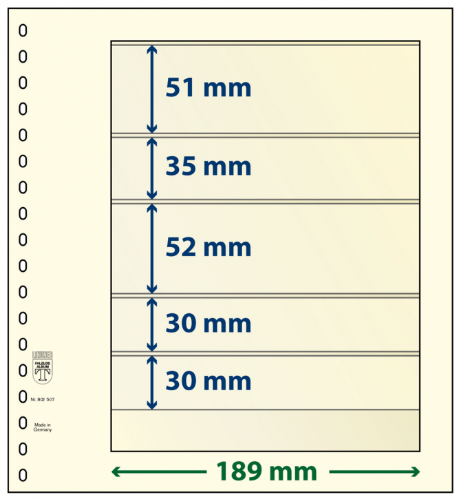 Lindner T-Blanko-Blätter mit 5 Streifen: 30 mm - 10er-Packung