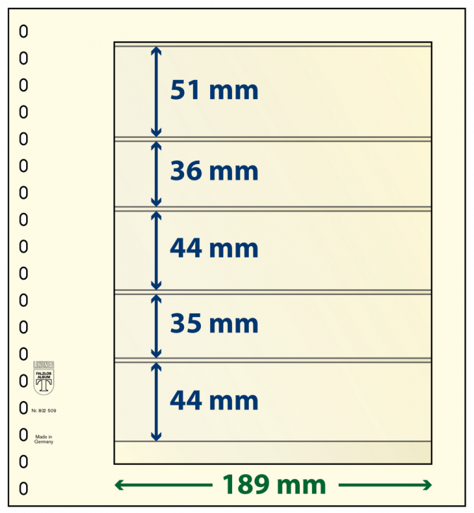 Lindner T-Blanko-Blätter mit 5 Streifen: 44 mm