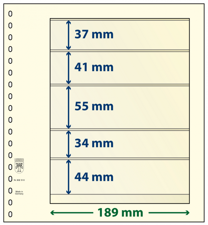 Lindner T-Blanko-Blätter mit 5 Streifen: 44 mm