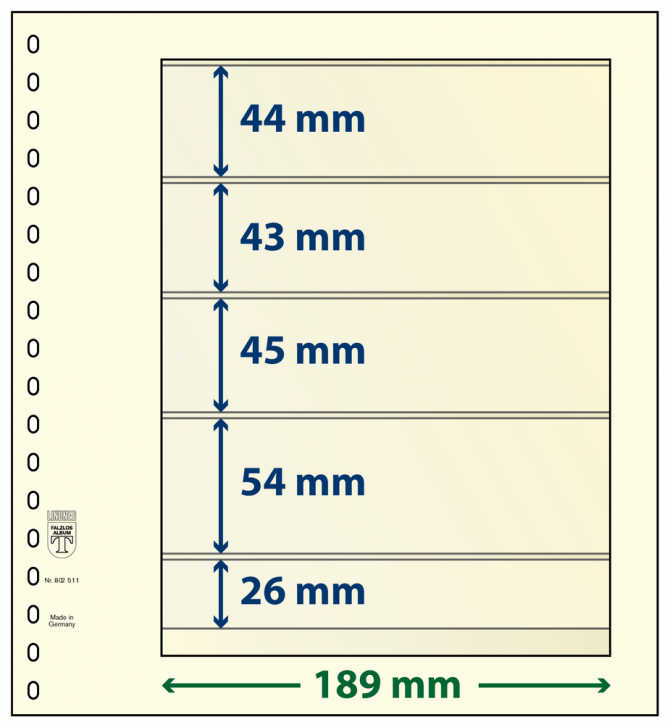 Lindner T-Blanko-Blätter mit 5 Streifen: 26 mm