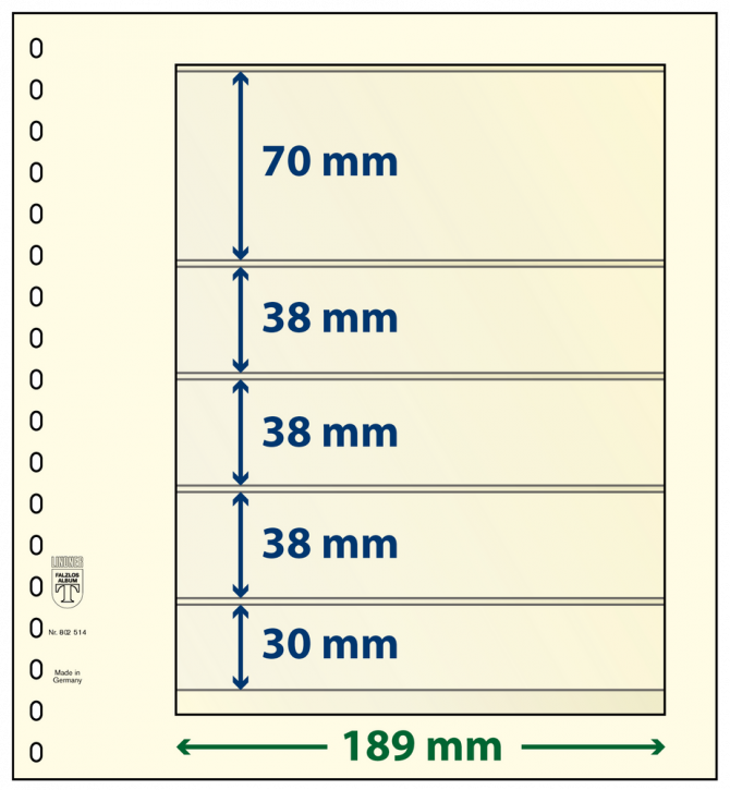 Lindner T-Blanko-Blätter mit 5 Streifen: 30 mm - 10er-Packung