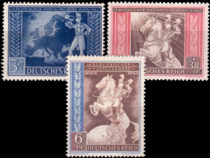 Briefmarken Deutsches Reich 1942, Mi.Nr. 820-822, Europäischer Postkongreß in Wien, Postfrisch