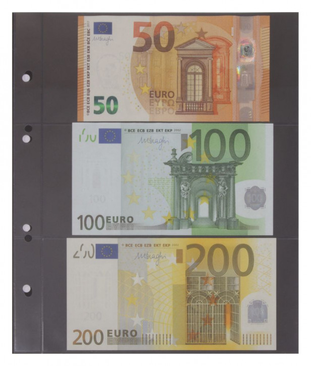 KOBRA Ersatzblatt dreigeteilt für Banknoten, passend in Doppel-FDC-Alben G22 und G24 sowie Banknotenalbum G23