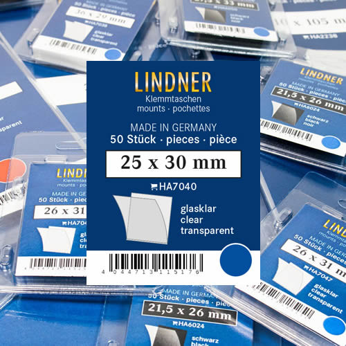 Lindner Klemmtaschen-Zuschnitte, 25 x 30 mm, glasklar, 50 Stück