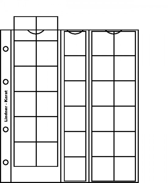 Lindner karat-Münzblätter 30 Münzen, max. 30 mm Ø, inkl. Zwischenblatt weiß, 5er- Packung