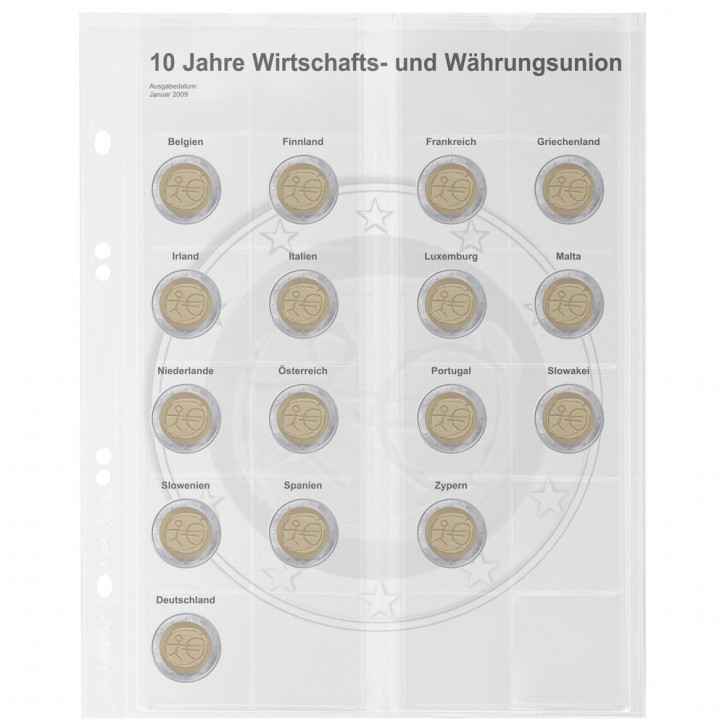 Lindner Multi Collect Vordruckblatt für 2 Euro-Gedenkmünzen: Gemeinschaftsausgabe "10 Jahre WWU"