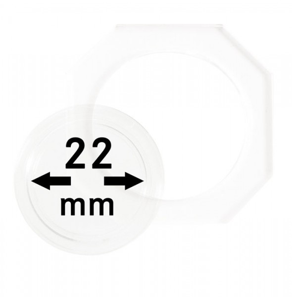 Lindner OCTO-Münzkapseln 22 mm, 2er-Packung