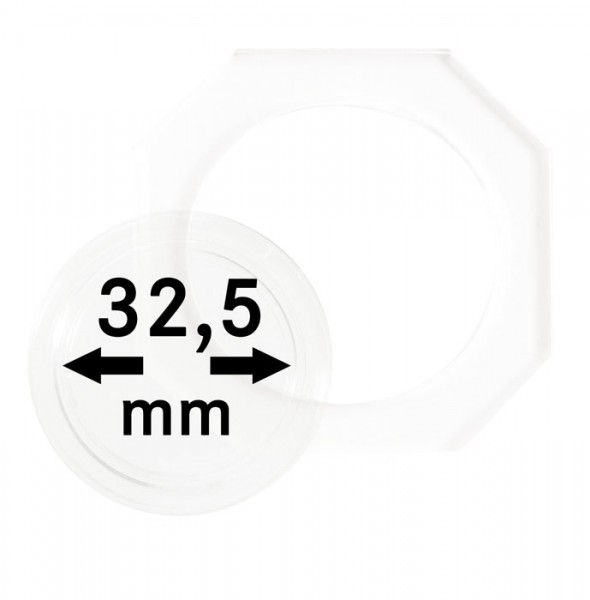 OCTO-Münzkapseln 32,5 mm, 2er-Packung, z.B. für deutsche 20 Euro-/10 Euro-Silbermünzen