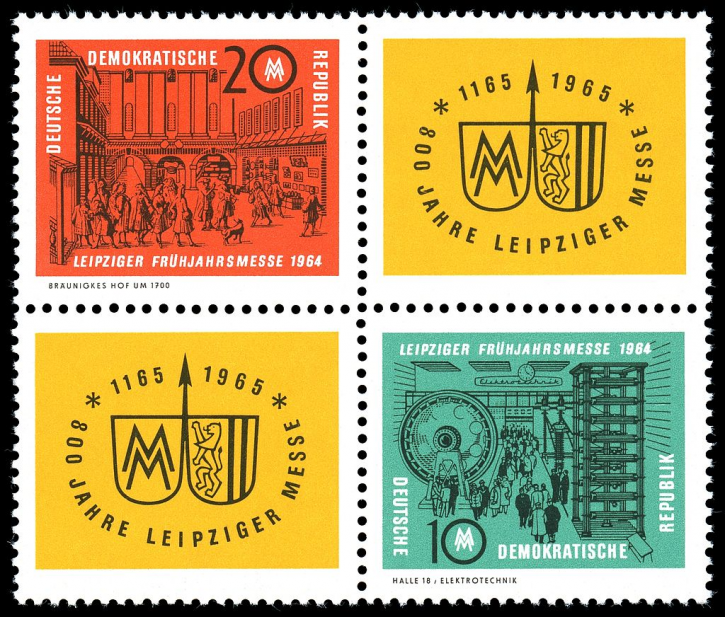 Briefmarken: DDR 1964 Mi.Nr. 1012-1013 4er Block, Fruehjahrsmesse, Postfrisch