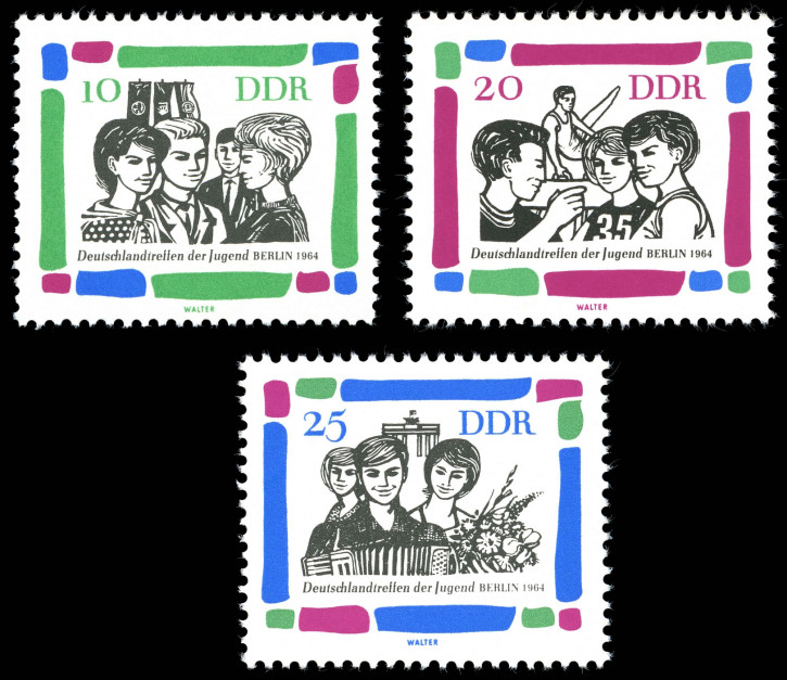 Briefmarken: DDR 1964, Mi.Nr. 1022-1024, Deutschlandtreffen der Jugend, Postfrisch