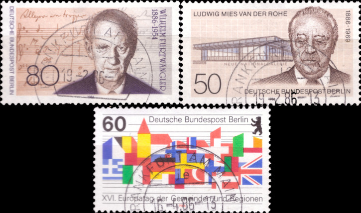 Briefmarken Berlin 1986: Lot aus Mi.Nr. 750, 753, 758. Gestempelt