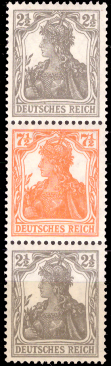 Briefmarken Deutsches Reich 1916/17, Mi.Nr. 98a-99a-98a (S12a), Zusammendruck, Germania, Postfrisch