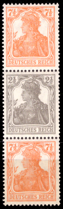 Briefmarken Deutsches Reich 1916/17, Mi.Nr. 99a-98a-99a (S14a), Zusammendruck, Germania, Postfrisch