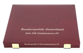 LINDNER Luxus-Kassette für 27 Stück original eingeschweißte 10 DM Gedenkmünzen, polierte Platte (70 x 62 mm)