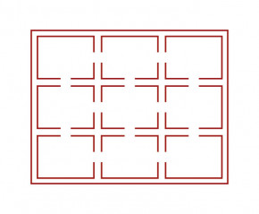 LINDNER Münzkassette NERA XL mit 3 Tableaus und hellroten Münzeinlagen für 27 US-Münzkapseln (Slabs) bis zu einem Format von 63x85 mm